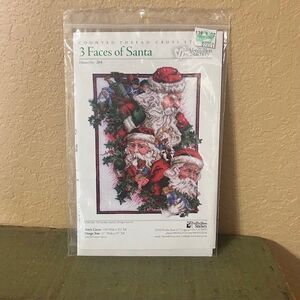 3 Faces of Santa Vermillion Stitchery Cross Stitch Pattern #264 11x15 Christmas